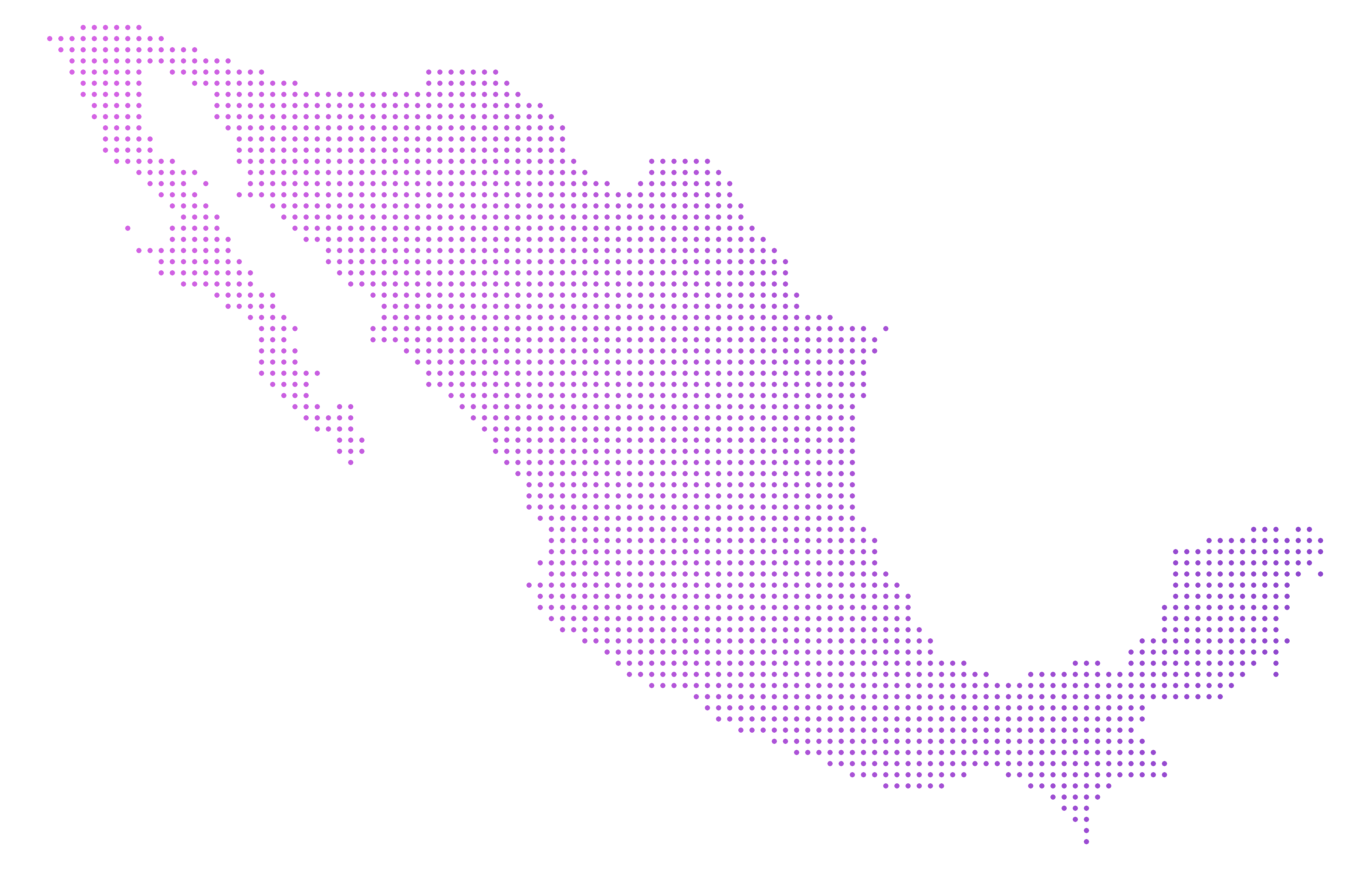 Mapa de México con las sucursales de un negocio